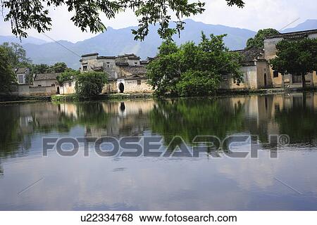 South lake, Hongcun village, Anhui Province, China, Asia View Large Photo Image Stock Photo - South lake, Hongcun village, Anhui Province, China, Asia. Fotosearch