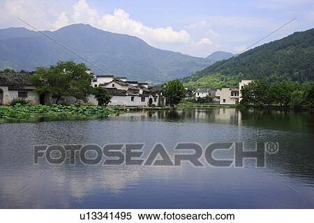 South lake, Hongcun village, Anhui Province, China, Asia View Large Photo Image Stock Photography - South lake, Hongcun village, Anhui Province, China, Asia. Fotosearch