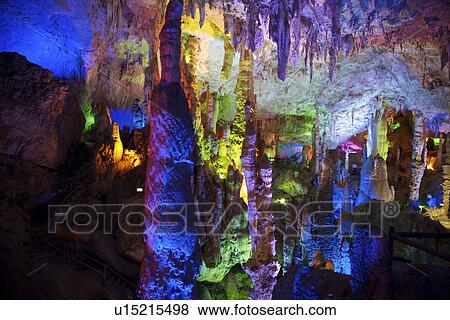 China, Yunnan Province, Jiuxiang Cave, Stalactites and stalagmites View Large Photo Image Stock Photo - China, Yunnan Province, Jiuxiang Cave, Stalactites and stalagmites. Fotosearch