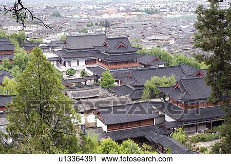 Rooftops, elevated view, Yunnan, China View Large Photo Image Stock Image - Rooftops, elevated view, Yunnan, China. Fotosearch