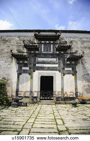 Stock Photography - Ancient residential house, Hongcun village, Anhui Province, China, Asia. Fotosearch