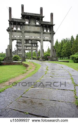 Stock Photo - China, Anhui, Tangyue Memorial Archways. Fotosearch