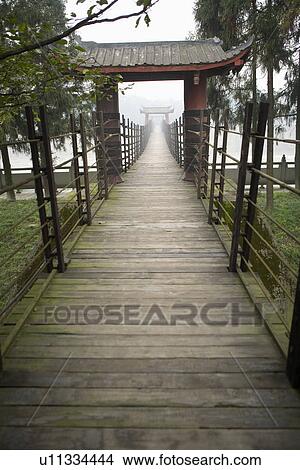 Picture - China, Sichuan, Dujiang Dam, Anlan Bridge. Fotosearch