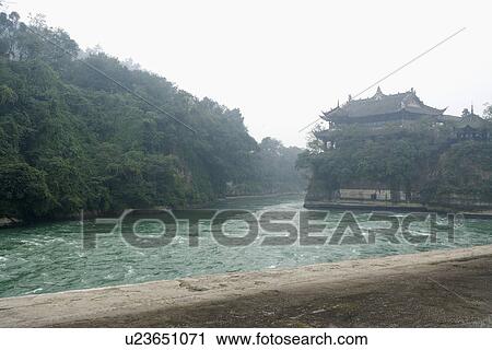 China, Sichuan, Dujiang Dam View Large Photo Image Stock Image - China, Sichuan, Dujiang Dam. Fotosearch