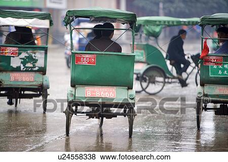 China, Sichuan, rickshaws View Large Photo Image Stock Photo - China, Sichuan, rickshaws. Fotosearch