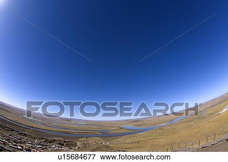Stock Photo - China, Sichuan, First Bay Of The Winding Yellow River,. Fotosearch