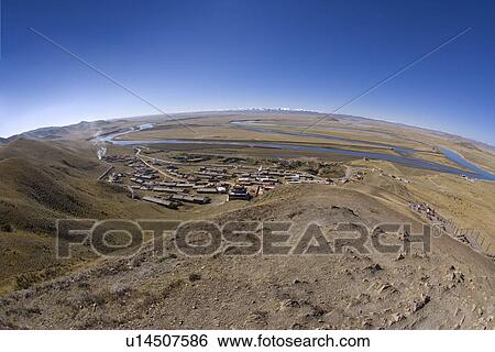 China, Sichuan, First Bay Of The Winding Yellow River View Large Photo Image Stock Photograph - China, Sichuan, First Bay Of The Winding Yellow River. Fotosearch