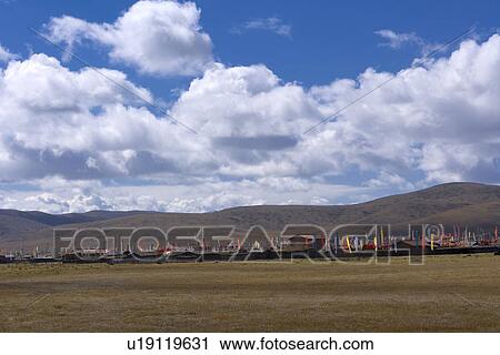 Stock Image - China, Sichuan, Ruoergai Grassland. Fotosearch