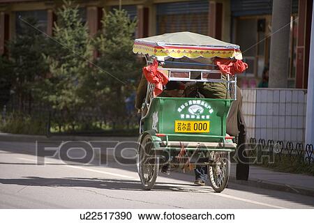 China, Sichuan, Ruoergai Grassland, rickshaw View Large Photo Image Stock Image - China, Sichuan, Ruoergai Grassland, rickshaw. Fotosearch