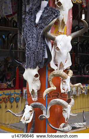 Stock Photograph - China, Sichuan Province, Animal skulls on colonnade. Fotosearch