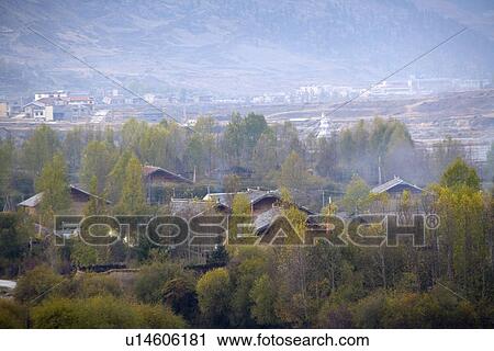 China, Sichuan Province, Chuanzhusi Town View Large Photo Image Stock Image - China, Sichuan Province, Chuanzhusi Town. Fotosearch