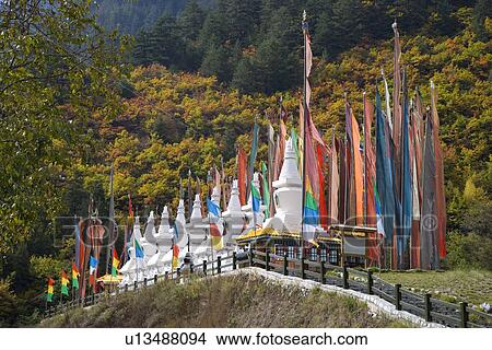 China, Sichuan Province, Jiuzhaigou, Shuzheng Village View Large Photo Image Picture - China, Sichuan Province, Jiuzhaigou, Shuzheng Village. Fotosearch