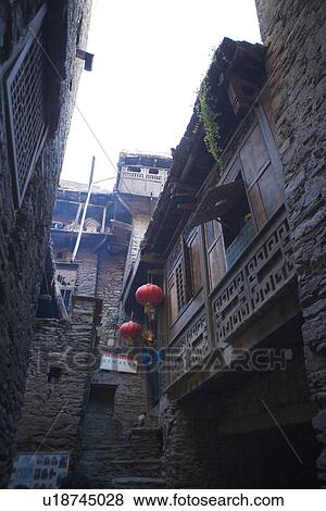 China, Sichuan Province, Taoping Qiang Village View Large Photo Image Stock Photo - China, Sichuan Province, Taoping Qiang Village. Fotosearch