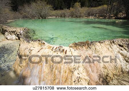 Stock Photo - China, Sichuan, Huanglong, Bonsai Pool. Fotosearch