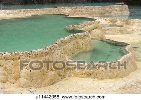 China, Sichuan, Huanglong, Glamorous Pools View Large Photo Image Stock Photo - China, Sichuan, Huanglong, Glamorous Pools. Fotosearch