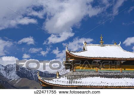 China, Sichuan, Huanglong, Middle Temple View Large Photo Image Stock Photography - China, Sichuan, Huanglong, Middle Temple. Fotosearch