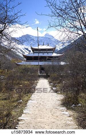 Middle Temple, Huanglong, Sichuan, China View Large Photo Image Picture - Middle Temple, Huanglong, Sichuan, China. Fotosearch