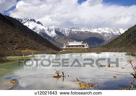 Multi-colored Pool and Huanglong Temple, Huanglong, Sichuan, China View Large Photo Image Stock Image - Multi-colored Pool and Huanglong Temple, Huanglong, Sichuan, China. Fotosearch
