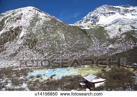 Stock Image - Multi-colored Pool, Huanglong, Sichuan, China. Fotosearch