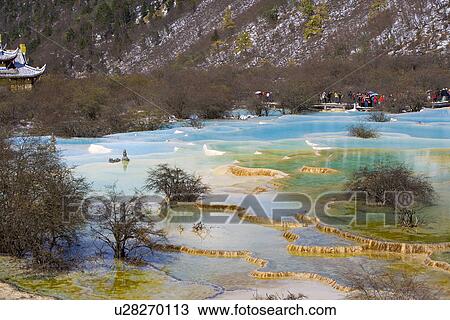 Multi-colored Pool, Huanglong, Sichuan, China View Large Photo Image Stock Image - Multi-colored Pool, Huanglong, Sichuan, China. Fotosearch