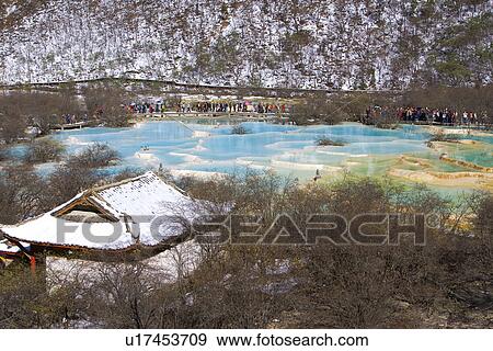 Stock Photo - Multi-colored Pool, Huanglong, Sichuan, China. Fotosearch