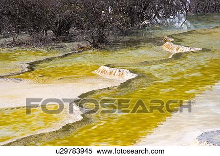 Stock Photography - Multi-colored Pool, Huanglong, Sichuan, China. Fotosearch