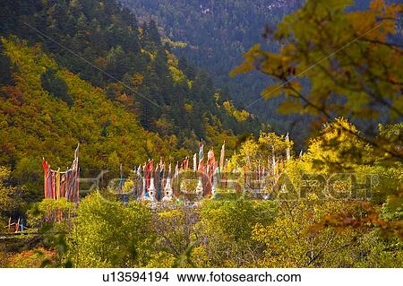 China, Sichuan Province, Nine Village Valley View Large Photo Image Picture - China, Sichuan Province, Nine Village Valley. Fotosearch