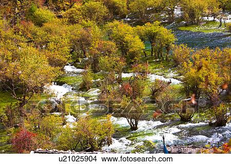 China, Sichuan Province, Nine Village Valley View Large Photo Image Picture - China, Sichuan Province, Nine Village Valley. Fotosearch