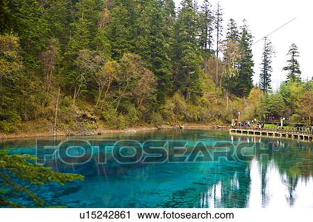 China, Sichuan Province, Nine Village Valley, Colorful Pool View Large Photo Image Stock Image - China, Sichuan Province, Nine Village Valley, Colorful Pool. Fotosearch