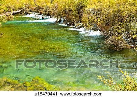 Stock Image - China, Sichuan Province, Nine Village Valley. Fotosearch
