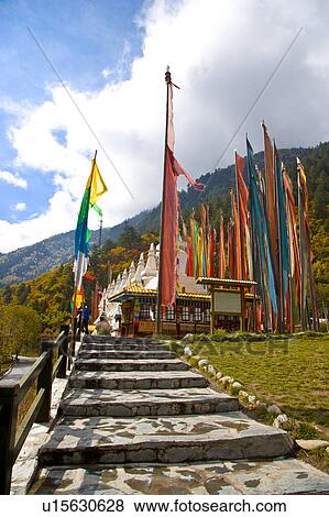 China, Sichuan Province, Nine Village Valley, Shuzheng Village View Large Photo Image Stock Photo - China, Sichuan Province, Nine Village Valley, Shuzheng Village. Fotosearch
