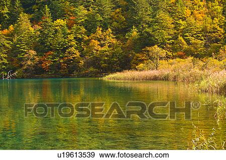 Stock Photo - China, Sichuan Province, Nine Village Valley. Fotosearch