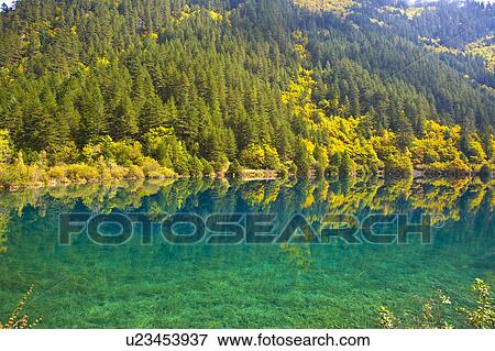 China, Sichuan Province, Nine Village Valley View Large Photo Image Stock Photo - China, Sichuan Province, Nine Village Valley. Fotosearch