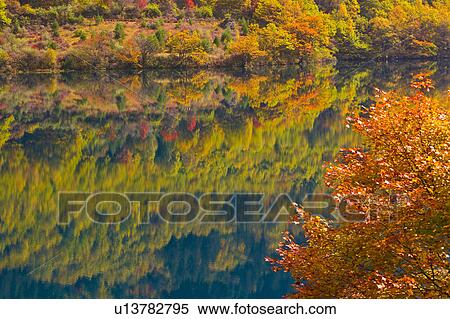 China, Sichuan Province, Nine Village Valley, pond with autumn foliage View Large Photo Image Stock Photography - China, Sichuan Province, Nine Village Valley, pond with autumn foliage. Fotosearch