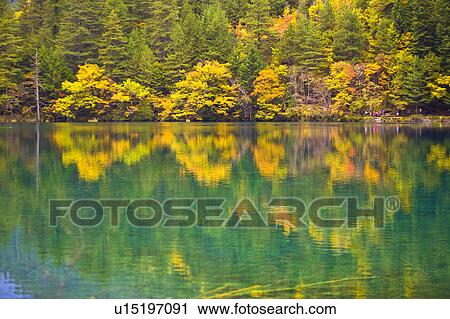 China, Sichuan Province, Nine Village Valley, Mirror Lake View Large Photo Image Stock Image - China, Sichuan Province, Nine Village Valley, Mirror Lake. Fotosearch