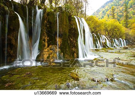 China, Sichuan Province, Nine Village Valley, Arrow Bamboo Lake View Large Photo Image Stock Photo - China, Sichuan Province, Nine Village Valley, Arrow Bamboo Lake. Fotosearch