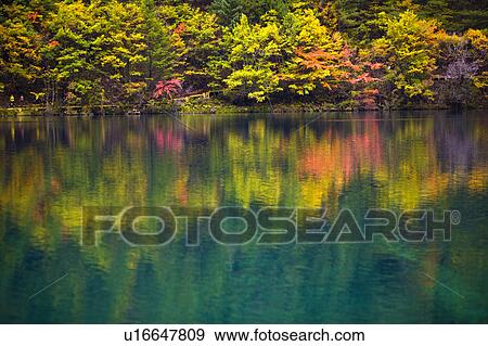 China, Sichuan Province, Nine Village Valley, Mirror Lake View Large Photo Image Stock Photo - China, Sichuan Province, Nine Village Valley, Mirror Lake. Fotosearch