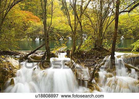 China, Sichuan Province, Nine Village Valley, Arrow Bamboo Lake View Large Photo Image Stock Photo - China, Sichuan Province, Nine Village Valley, Arrow Bamboo Lake. Fotosearch