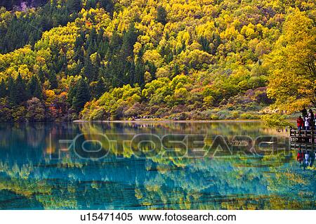 China, Sichuan Province, Nine Village Valley, Five Flower Lake View Large Photo Image Stock Photography - China, Sichuan Province, Nine Village Valley, Five Flower Lake. Fotosearch