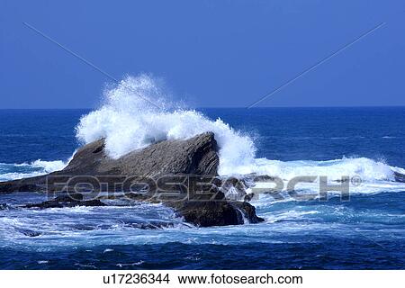 Asia, Taiwan, Hualien, waves against rock View Large Photo Image Picture - Asia, Taiwan, Hualien, waves against rock. Fotosearch