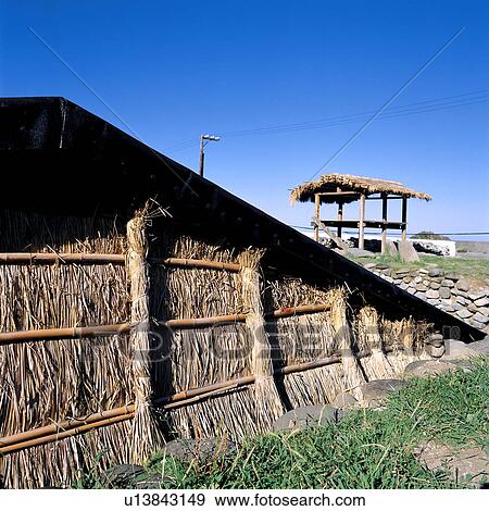 Stock Photo - Asia, Taiwan, Lanyu, Straw hut. Fotosearch