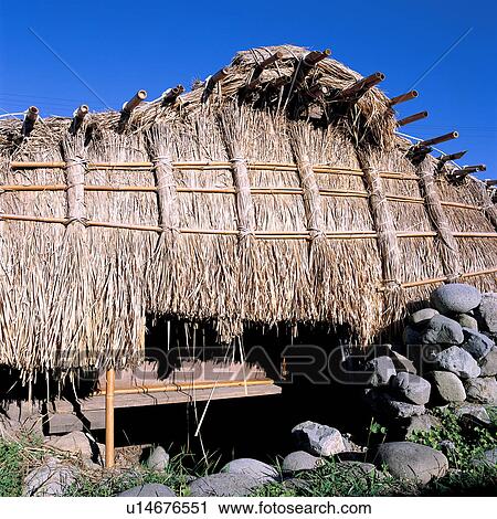Asia, Taiwan, Lanyu, Thatched roof View Large Photo Image Stock Image - Asia, Taiwan, Lanyu, Thatched roof. Fotosearch