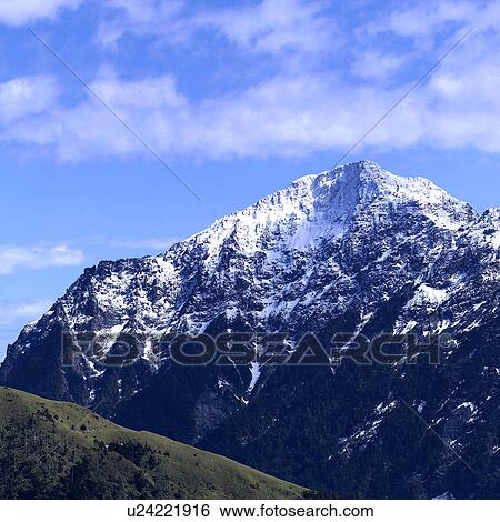 Stock Photograph - Asia, Taiwan, Snow-covered mountain. Fotosearch