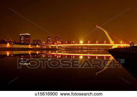 Stock Image - Asia, Taiwan, Dazhi Bridge at Night. Fotosearch