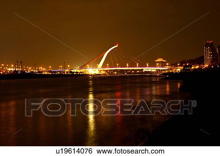 Asia, Taiwan, Dazhi Bridge at night View Large Photo Image Stock Photograph - Asia, Taiwan, Dazhi Bridge at night. Fotosearch
