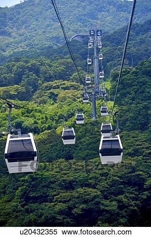 Asia, Taiwan, Taipei, Overhead cable car over forest View Large Photo Image Stock Photography - Asia, Taiwan, Taipei, Overhead cable car over forest. Fotosearch