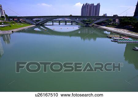 Asia, Taiwan, Bridge over river View Large Photo Image Stock Image - Asia, Taiwan, Bridge over river. Fotosearch