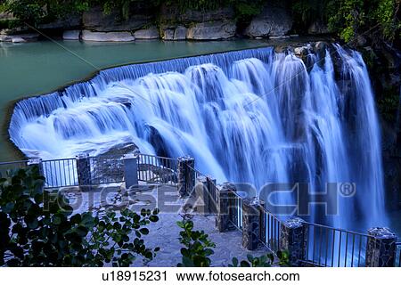 Stock Image - Asia, Taiwan, Shifenliao Waterfall. Fotosearch