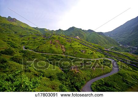 Stock Image - Asia, Taiwan, Taipei, Bronze factory, winding footpath. Fotosearch
