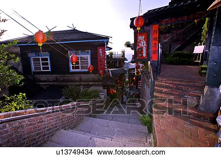 Picture - Asia, Taiwan, Taipei, Jiufen, old houses. Fotosearch